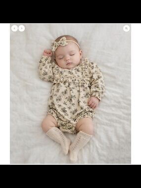 Floral Ruffle Baby One-Piece in Cream